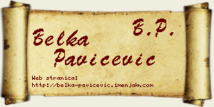 Belka Pavičević vizit kartica